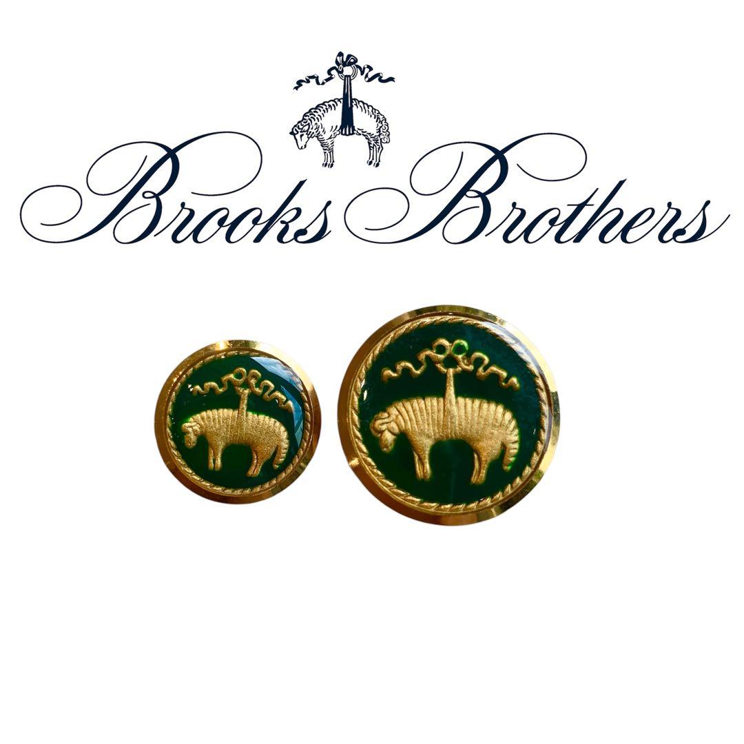 新品未使用☆BrooksBrothers七宝焼ゴールデンフリースボタンGreen