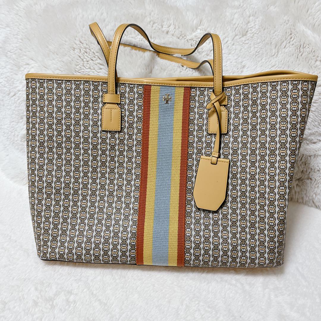 トリーバーチ ジェミニリンク トートバッグ 総柄 イエロー 肩掛け