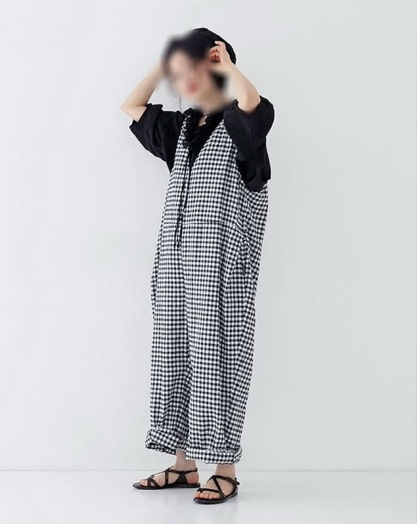 新品未使用 2024 ネストローブnest robeギンガムチェックサロペット