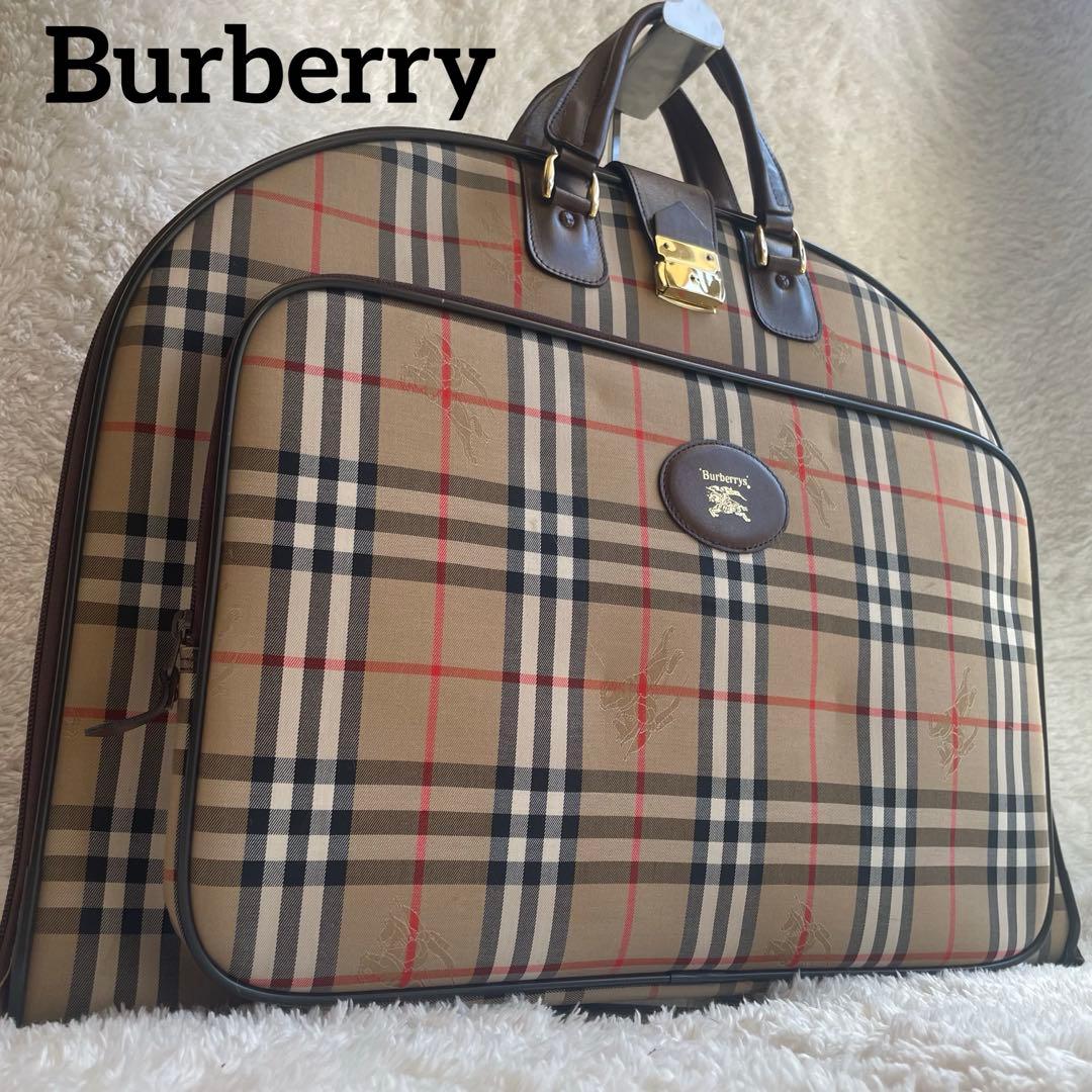 極美品✨バーバリー　スーツバッグ　ガーメントケース　ノバチェック　ホースロゴ BURBERRY（バーバリー） 極 美品 希少品 ロゴ 刻印 ノバチェック