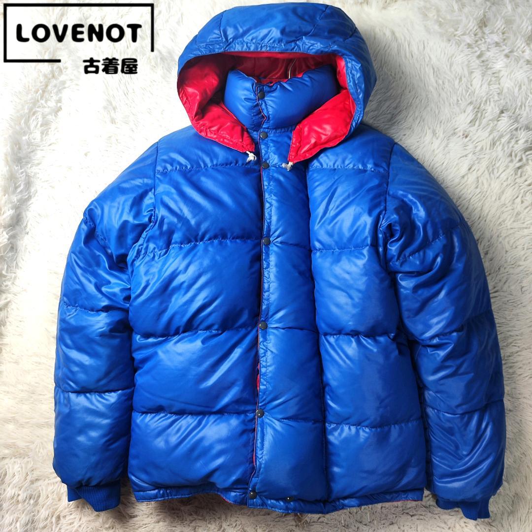 ヒマスポーツ ダウンジャケット フード 70s フランス製 ブルー 38 S