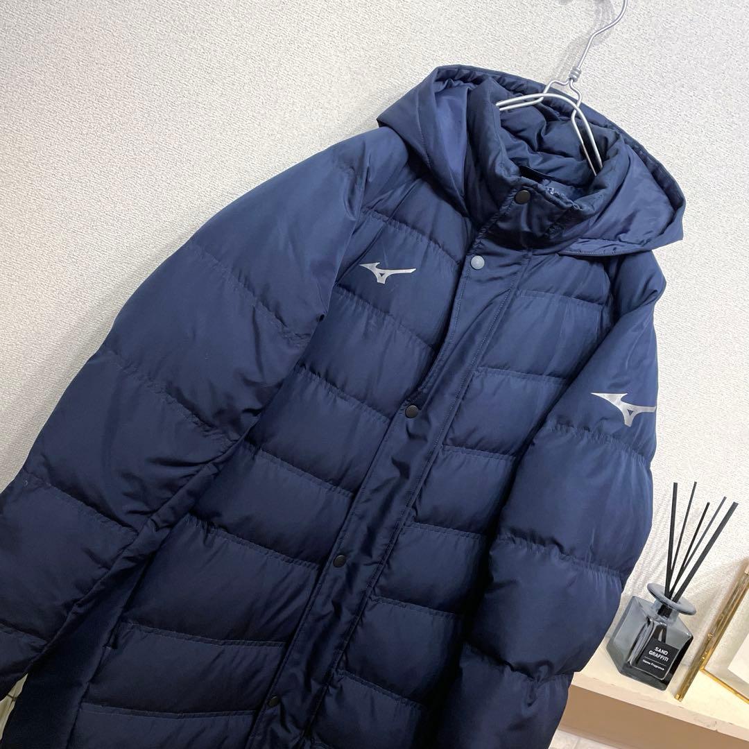 MIZUNO ミズノ ベンチコート ダウンコート ロング ネイビー XL - メルカリ