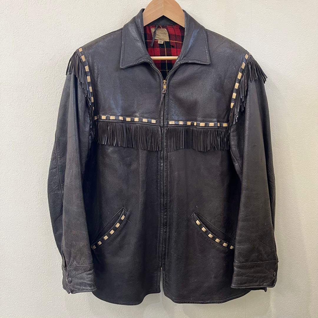 50s フリンジ ウエスタン レザーカーコート ロカビリー ビンテージ