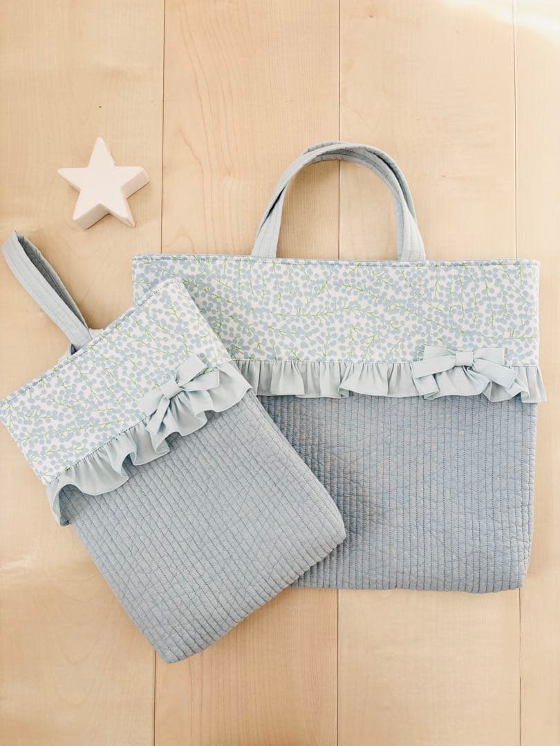 ヌビ×水色ミモザレッスンバッグ&シューズバッグ - メルカリ