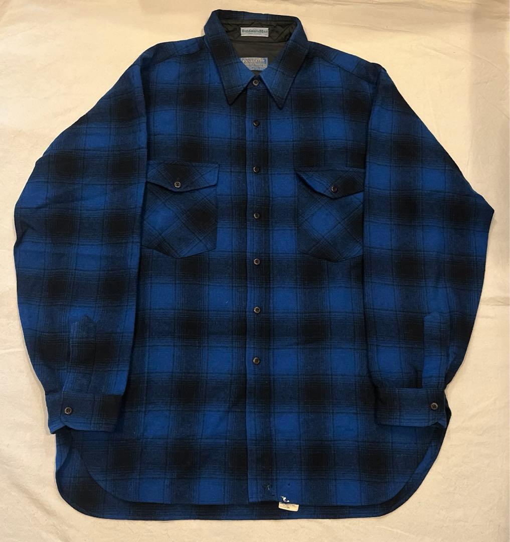 USA製】70s ペンドルトン オンブレチェックシャツ 青黒 XL - メルカリ