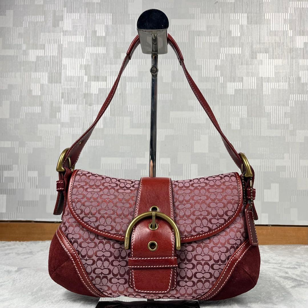 バッグ Coach Soho Bag Red Signature Suede 2007 Red Signature SoHo Flap 🍒 One of the rarest & most highly
