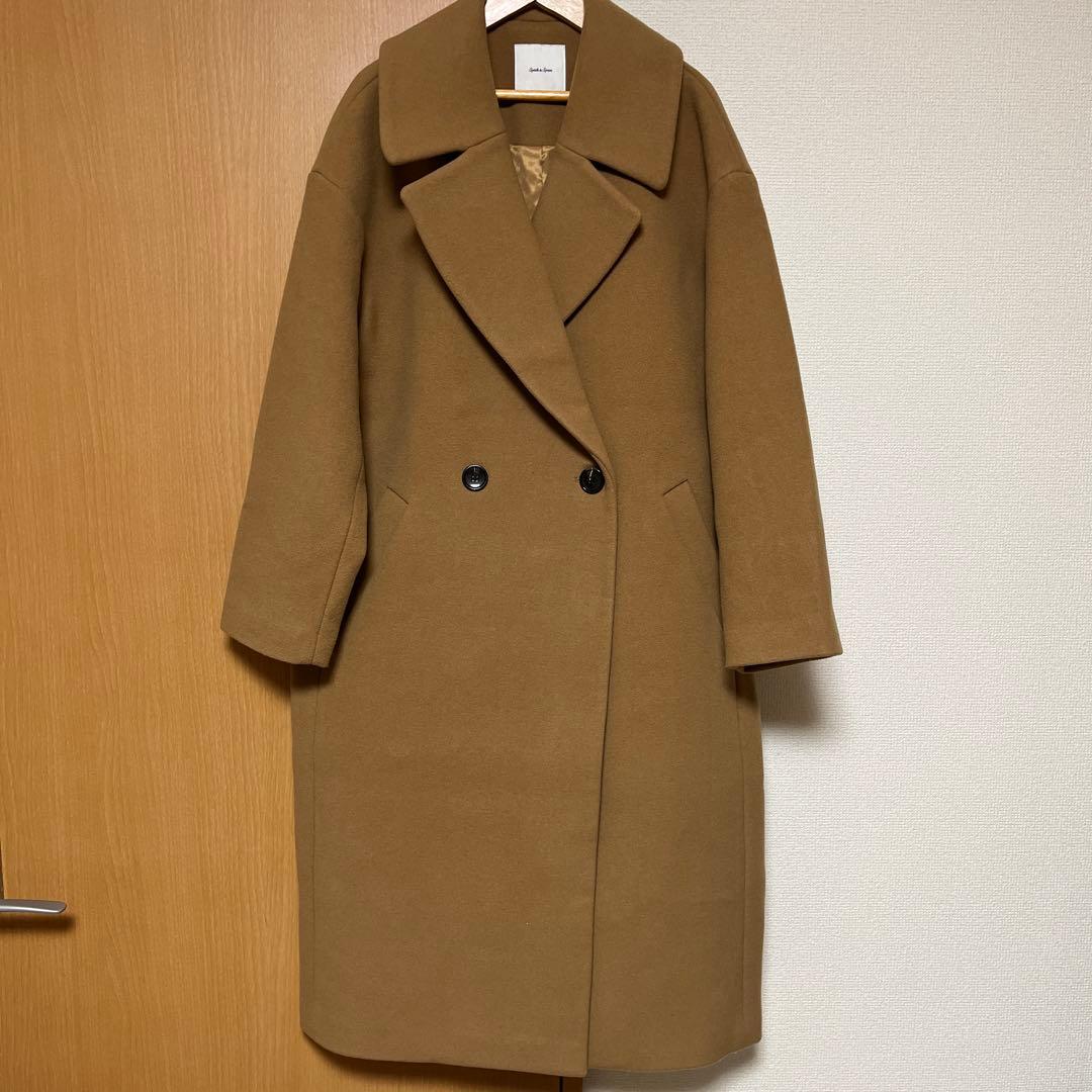キャメル ダブルブレスト ロングコート - メルカリ