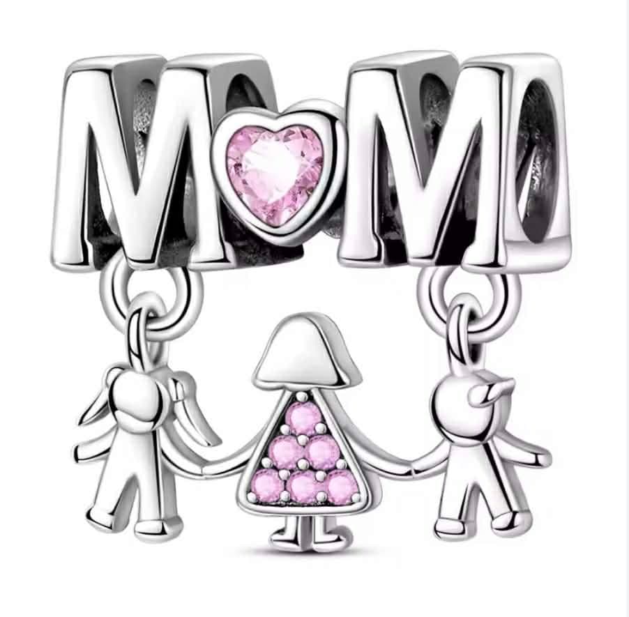 Pandora MOMチャーム シルバー製 ピンクストーン付き - メルカリ