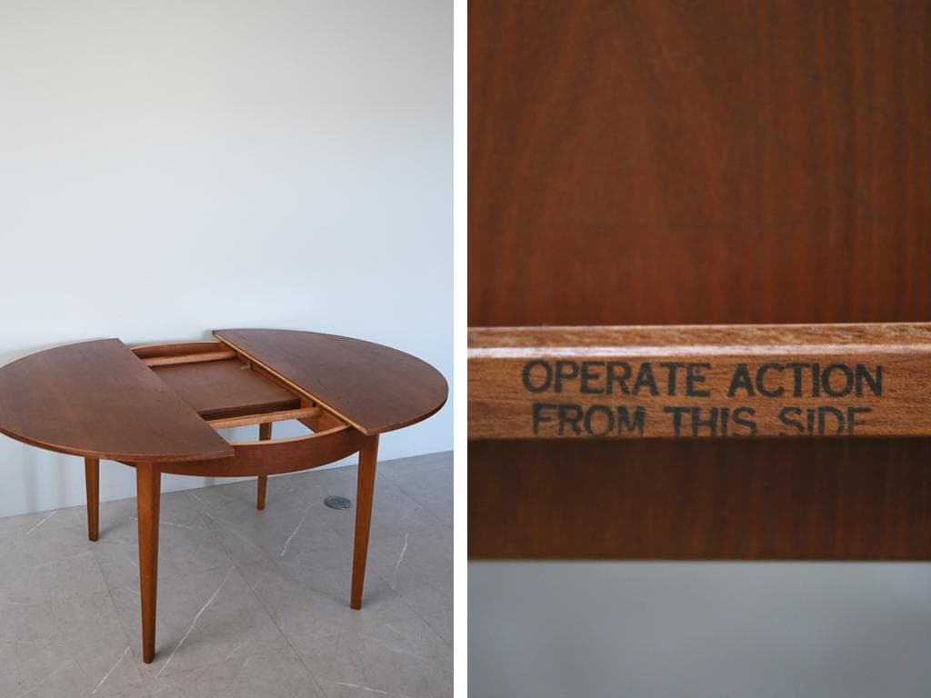 英国アンティーク伸張式ラウンドダイニングテーブル/エクステンション