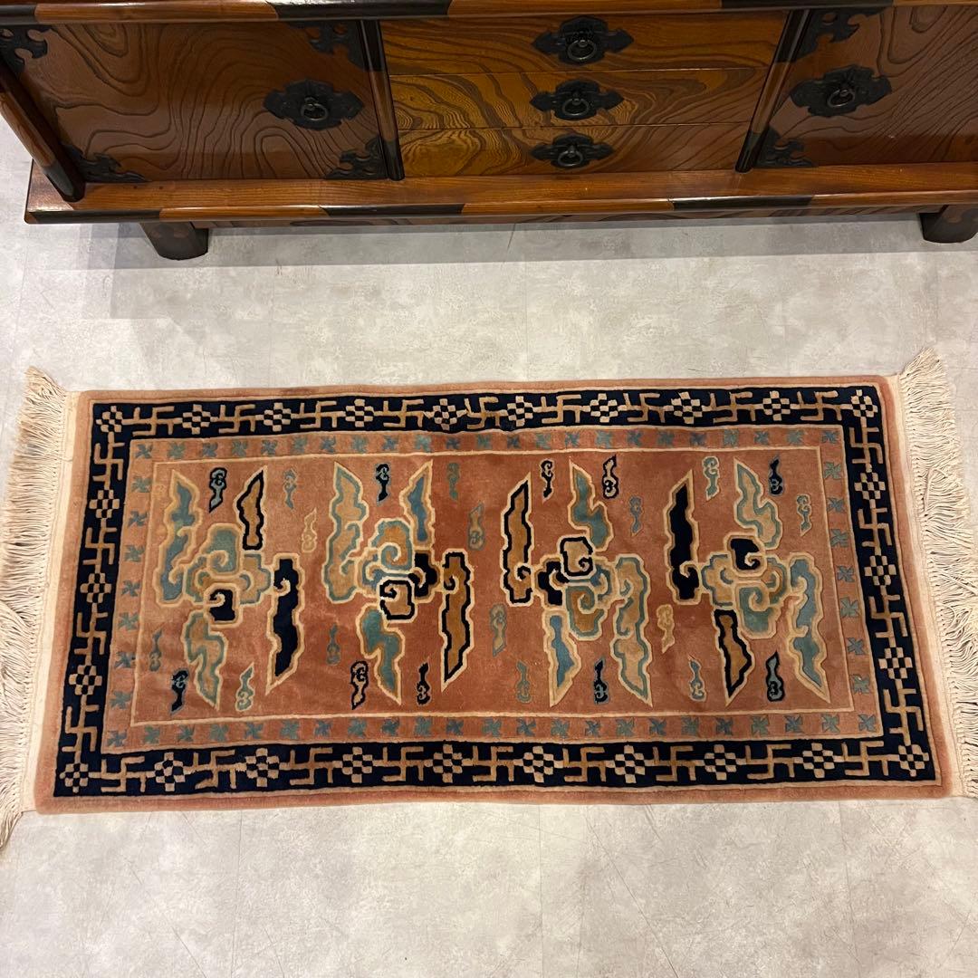 高級 690×1370mm 川島織物 中国段通 ラグ 絨毯 有栖川瑞雲