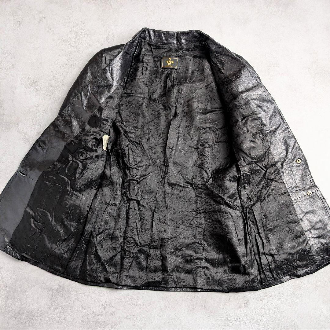 訳あり】FENDI フェンディ レザーテーラードジャケット 本革 ブラック