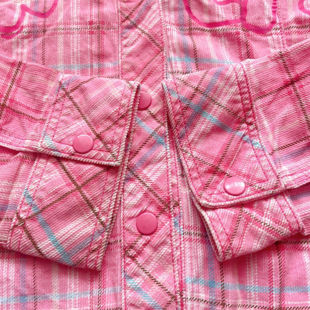 希少】メゾピアノ チェックシャツ ブラウス 150 ピンク 平成レトロ