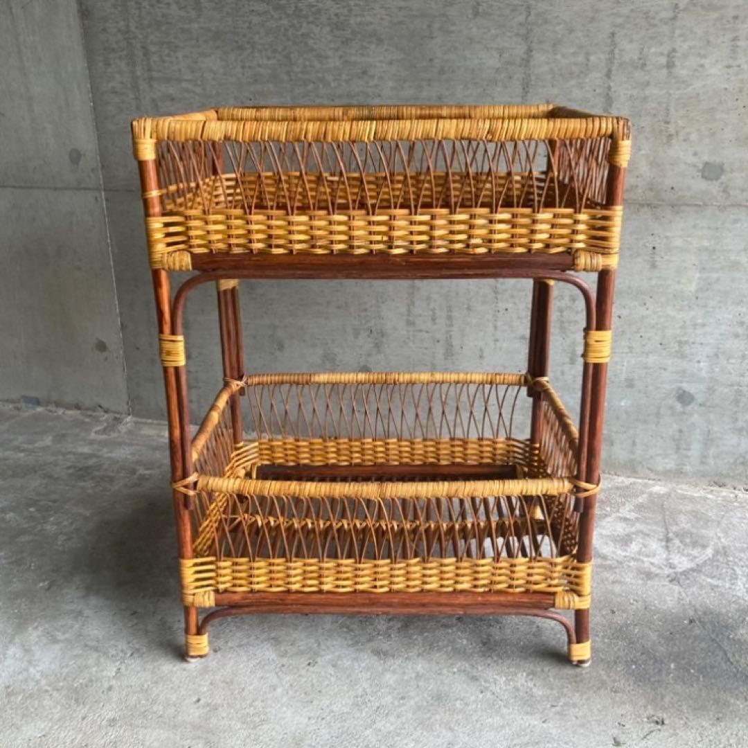 籐 ラタン 脱衣籠 カゴ バスケット タオル掛け 2段 収納 ツートン レトロ 楽天市場】【送料無料】 ランドリーボックス 2段 脱衣かご 収納ラック