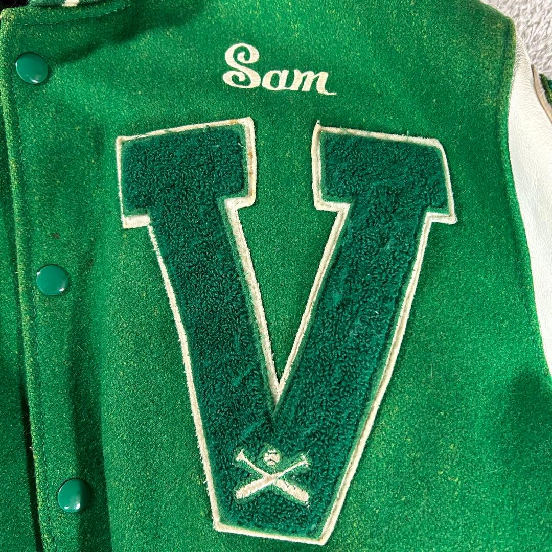 70s 80s ヴィンテージDeLONG デロング スタジャン レザー切替 46