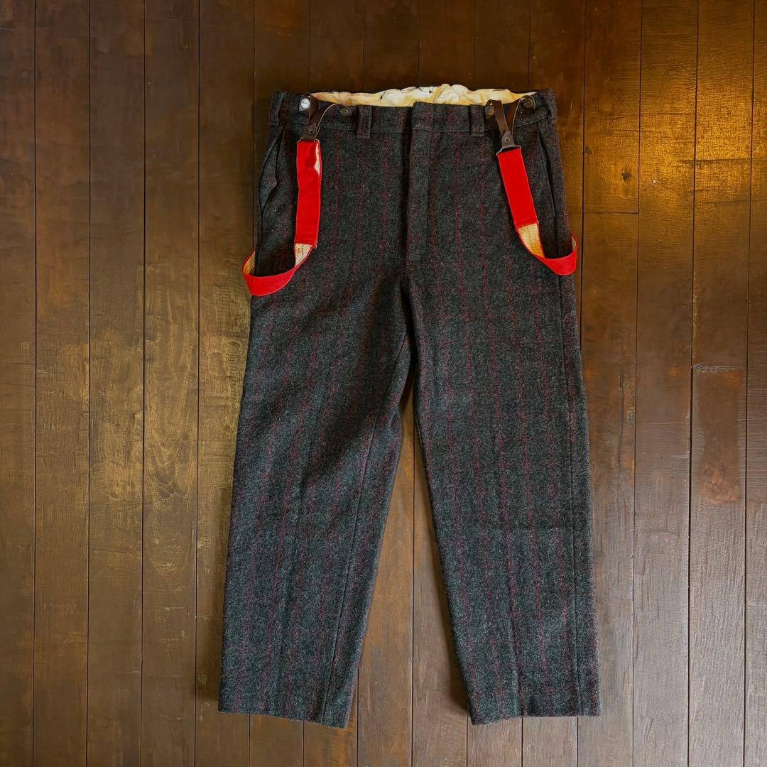 80sUSA製！！【L.L.Bean エルエルビーン】ウールサスペンダーパンツ