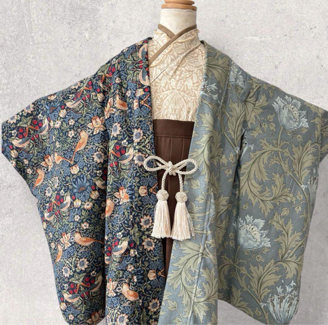 hoshi＊♡羽織袴 香音ちゃん着用くすみカラー袴 モスグリーン/ダスティーカラー 牡丹柄