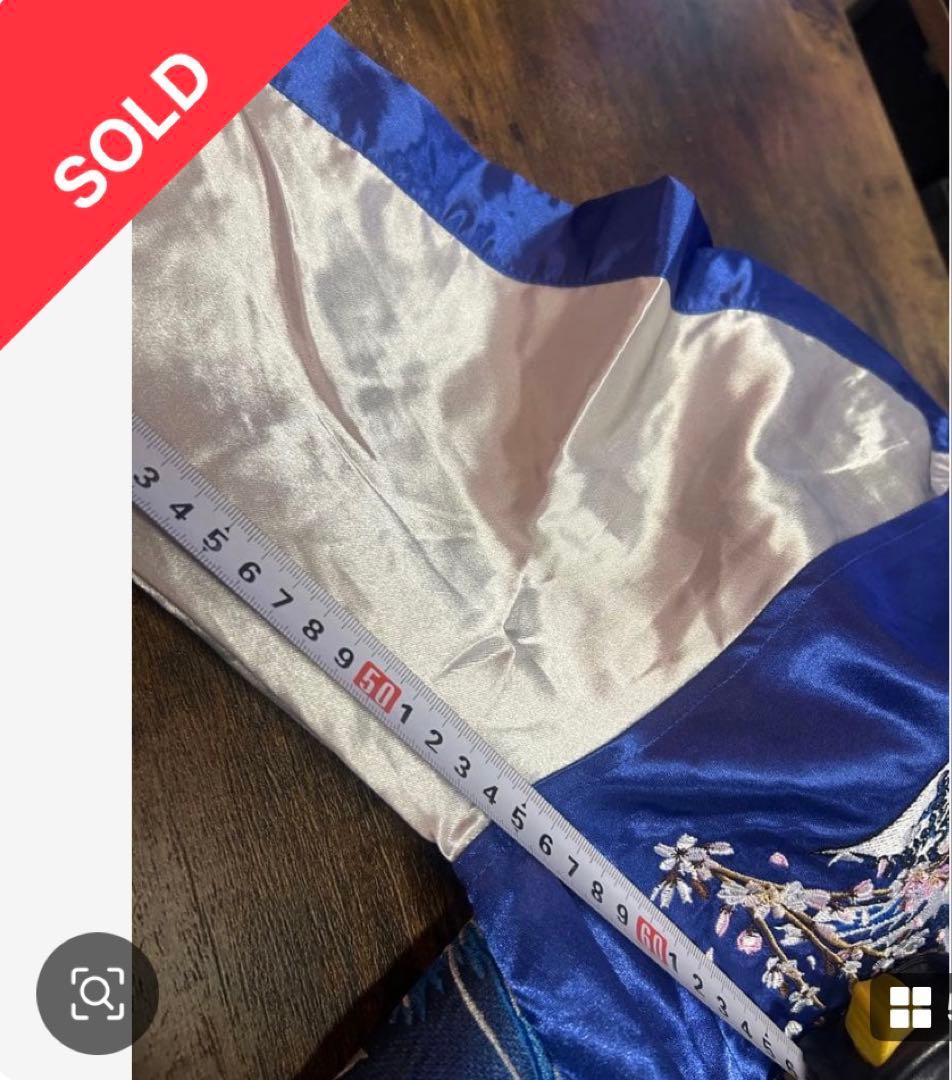 PEANUTS スカジャン 青 Japan 桜 波刺繍 スヌーピー スカジャン - メルカリ