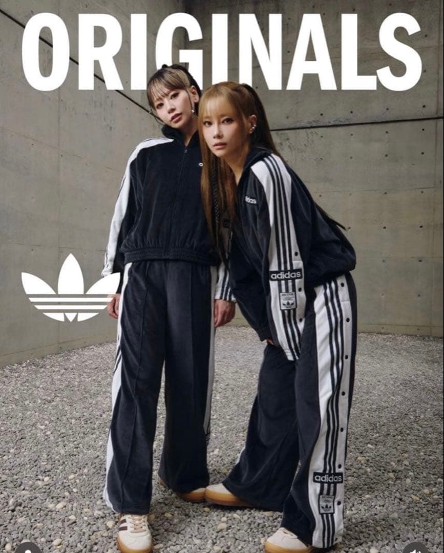 ♥️adidas 重盛さと美 ベロアセットアップ上下セットMジャージ