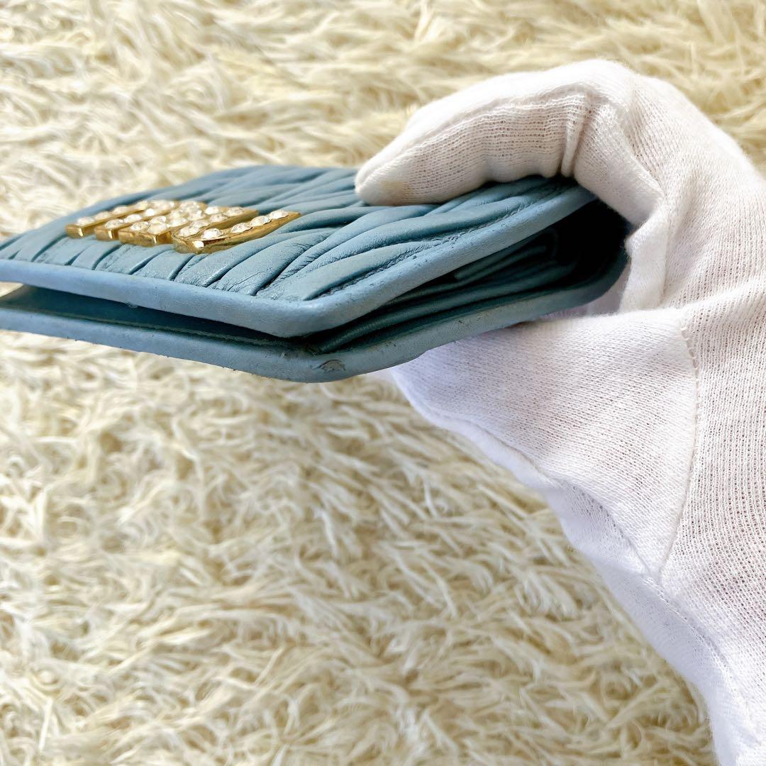 箱付✨ミュウミュウ 二つ折り財布 ビジュークリスタル マテラッセ