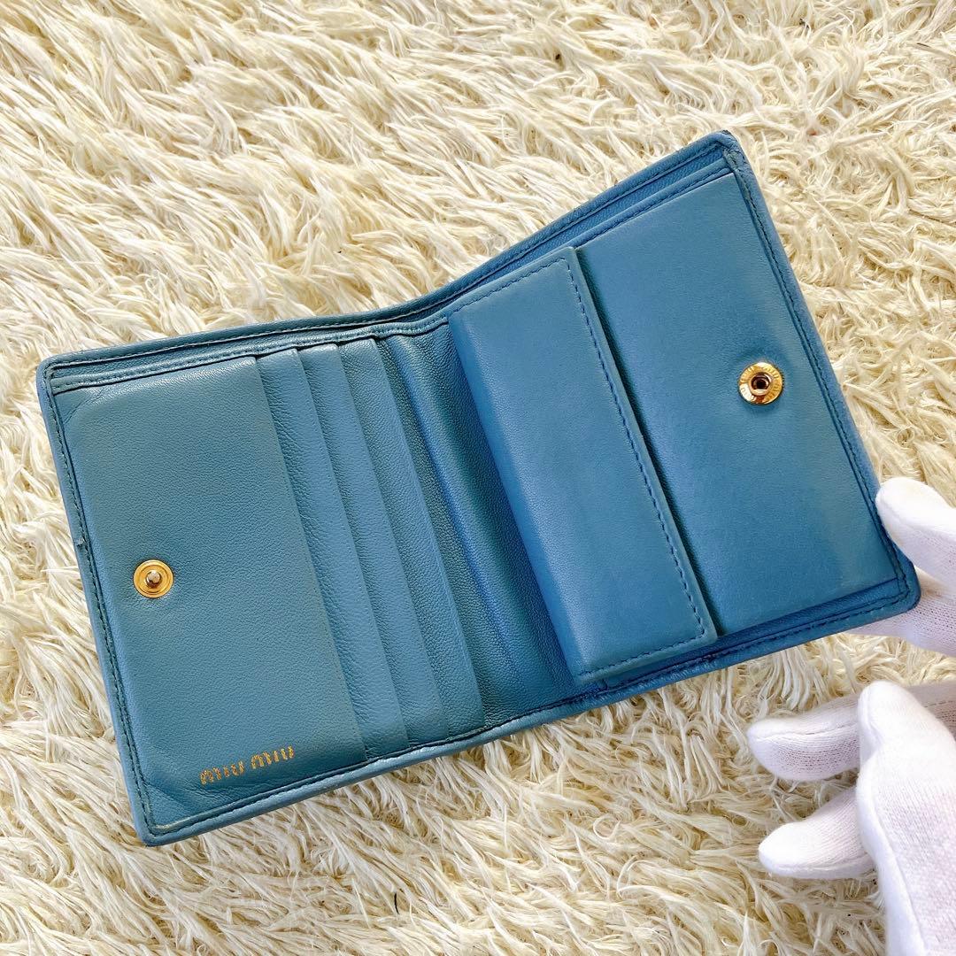 箱付✨ミュウミュウ 二つ折り財布 ビジュークリスタル マテラッセ