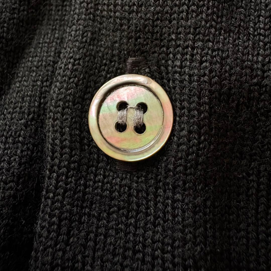 トリココムデギャルソン 丸襟 ステッチ ニットカーディガン 黒 AD2010