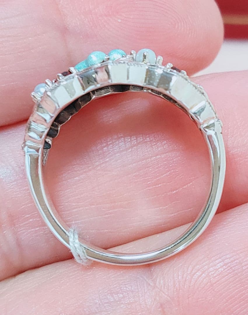 未使用品 碌山 青い鳥 ガーネット ベビー真珠 シルバー リング - メルカリ