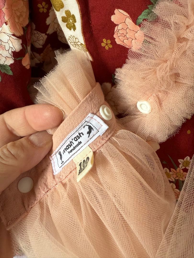 七五三着物 チュール被布 3歳 90〜110サイズ ハンドメイド