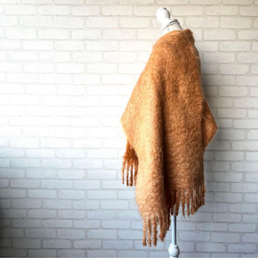 【あめ】ASAUCE MELER／フリンジ 大判ストール《オレンジ》