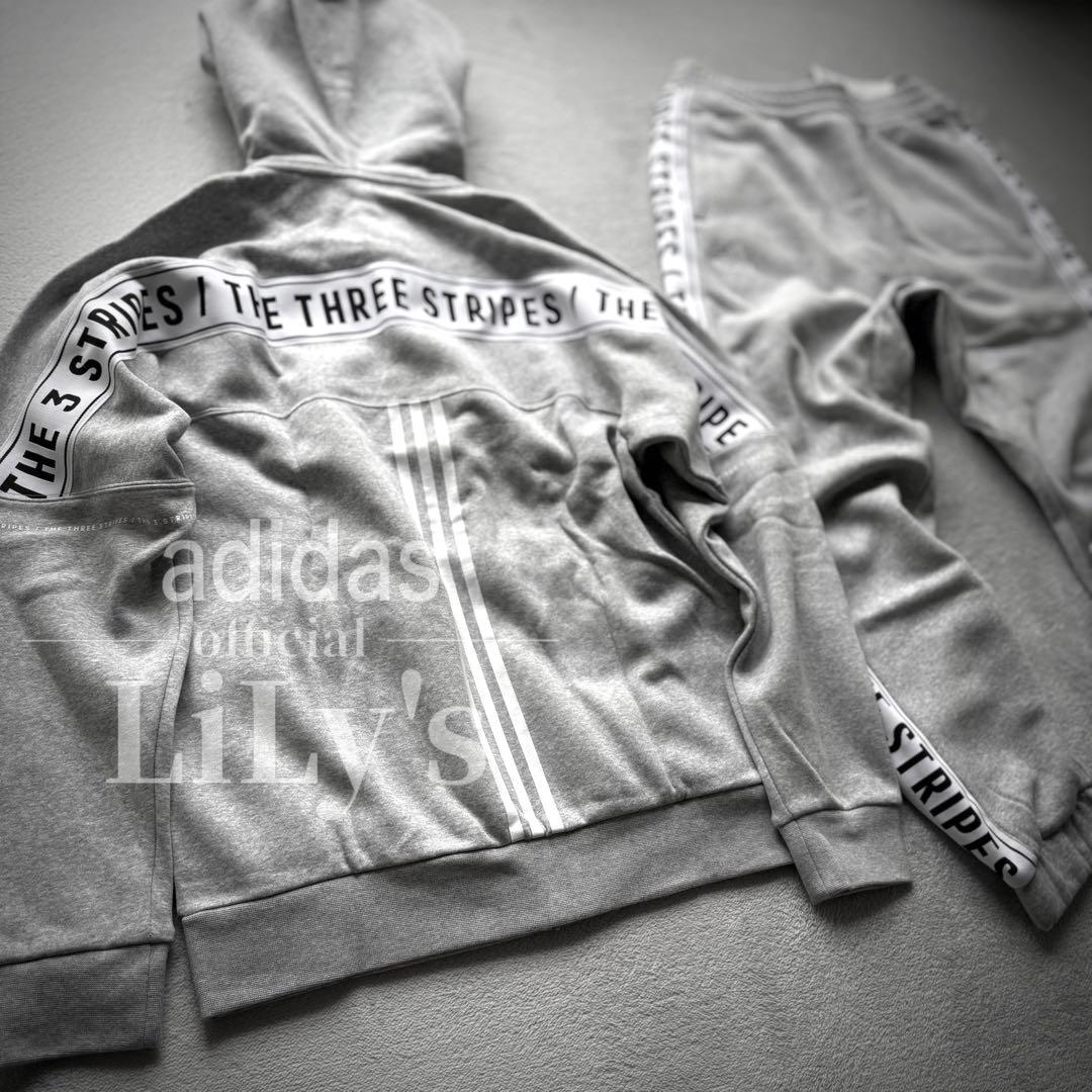 2新品 adidas上下セットアップ M グレー THREE STRIPES - メルカリ