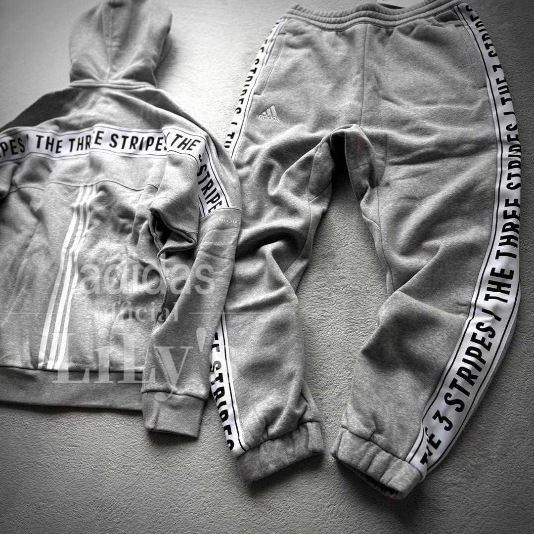 2新品 adidas上下セットアップ M グレー THREE STRIPES - メルカリ