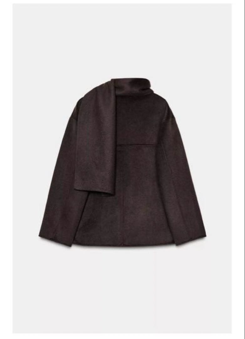 完売品⭐︎ZARA ウール ショートスカーフコート M ブラウン 今期新作