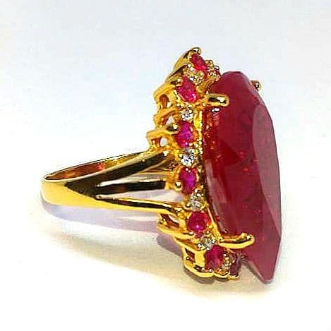 天然ブラッドレッドルビー （24.25Ct）サファイアS925 24k仕上 指輪