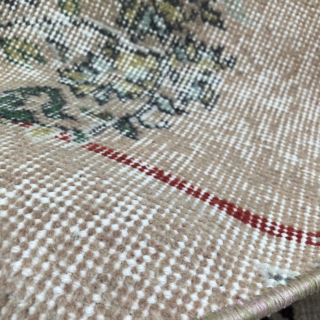 キャラメルベージュ89×84グレー メダリオン ラウンド トルコ