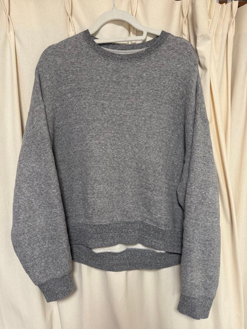 ハグオーワー 裏起毛ドロップショルダートレーナーグレーミックス
