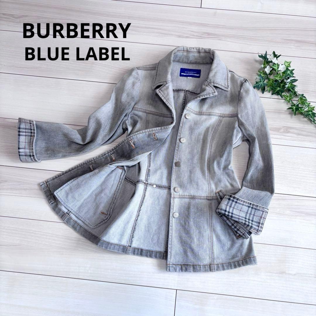 美品 バーバリーブルーレーベル デニムジャケット ノバチェック柄