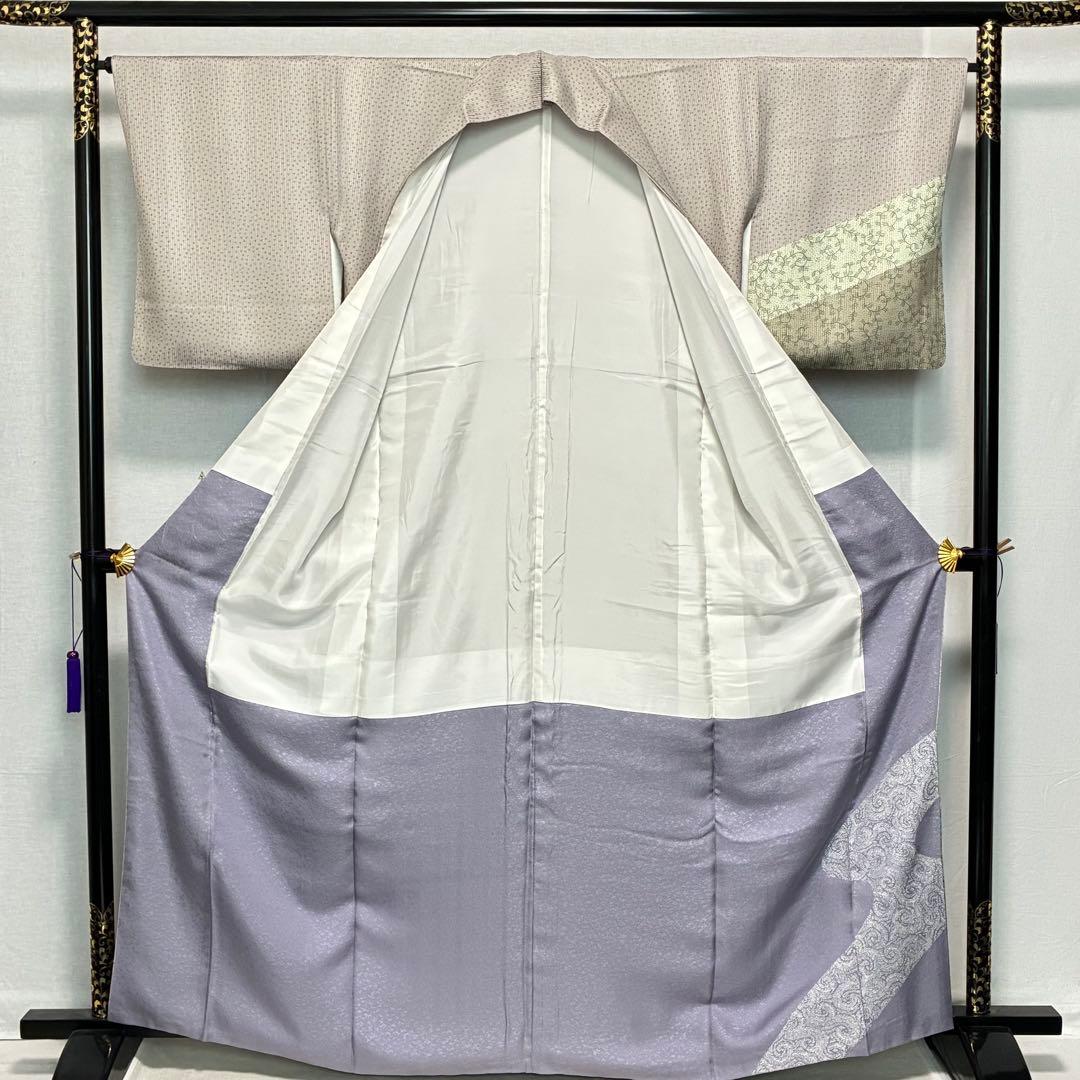 D107 訪問着 縦縞 唐草 正絹 着物 袷 極美品 - メルカリ