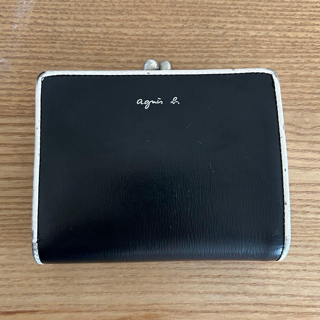 agnes b. 二つ折りがま口財布 ブラック - メルカリ