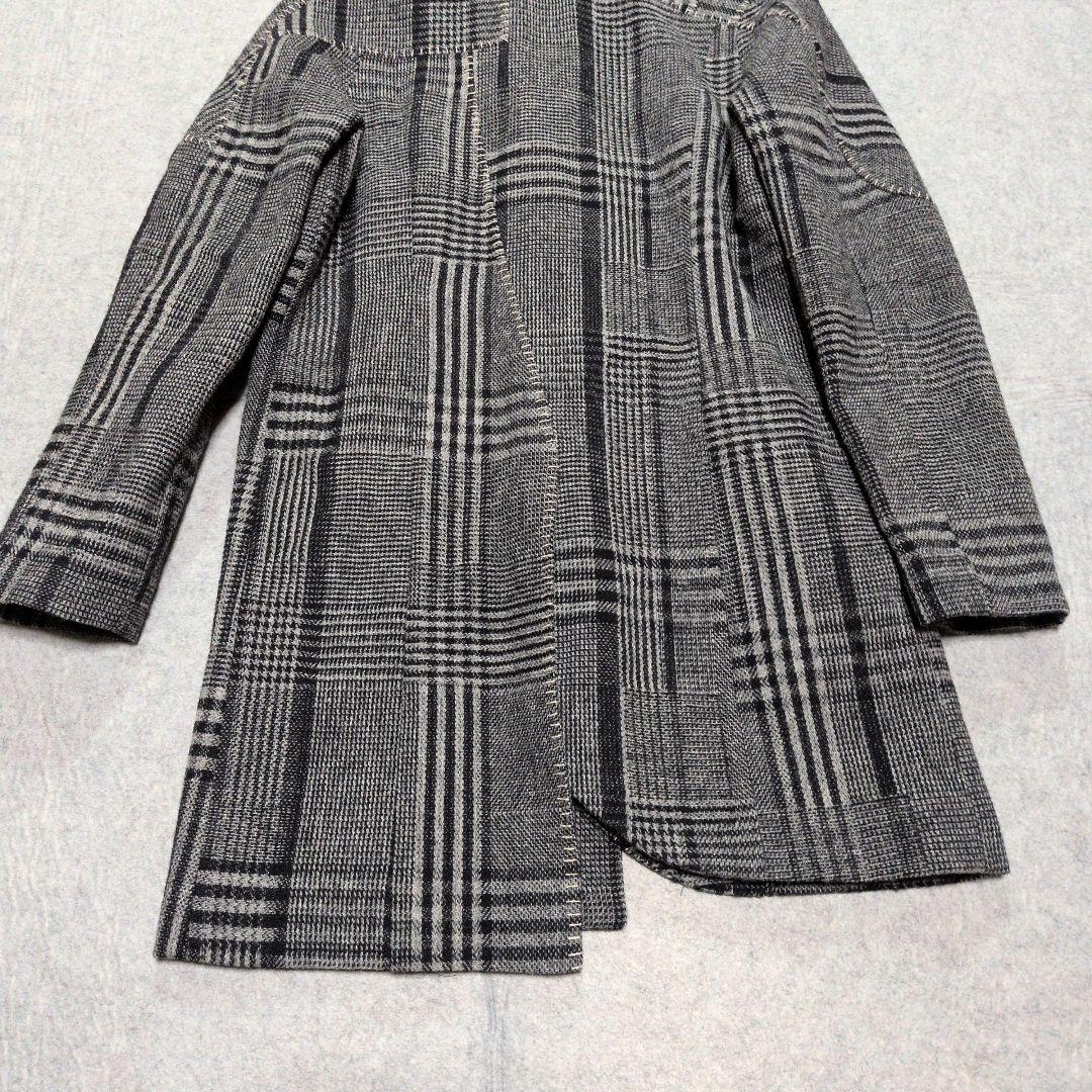 アンリアレイジ 花ボタン グレンチェック ウールコート S パッチワーク