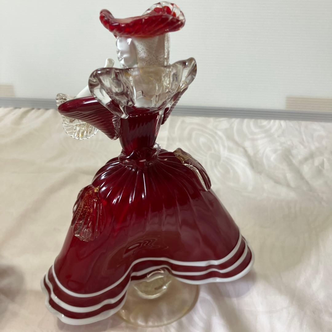 ベネチアンガラス美術品工芸品ムラーノガラスペア人形赤金彩 - メルカリ