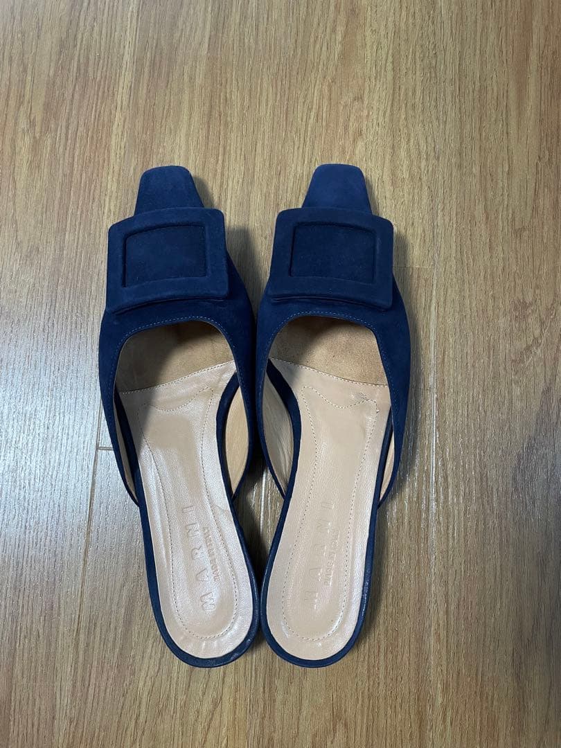 【最終値下げです。美品】MARNI ネイビー　サンダル　ミュール ネイビー（紺）系 MARNI(マルニ) サンダル・ミュール(レディース