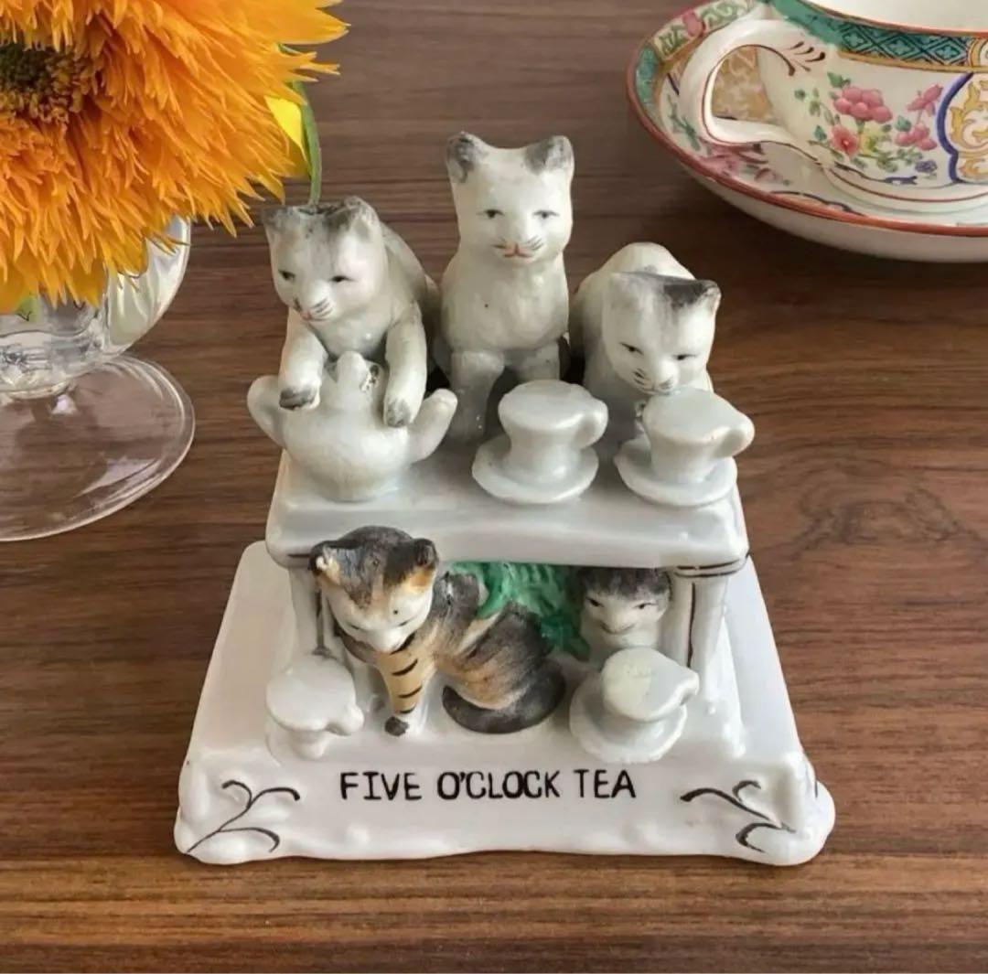 英国アンティーク1885年 ♤ 5匹の猫と5時のお茶 ♤ フェア