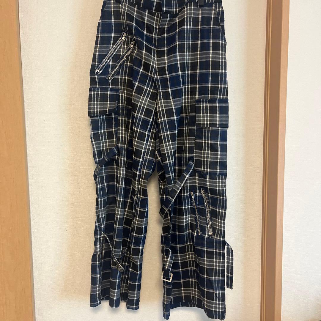 ボンテージパンツ 青タータンチェック パンクファッション - メルカリ