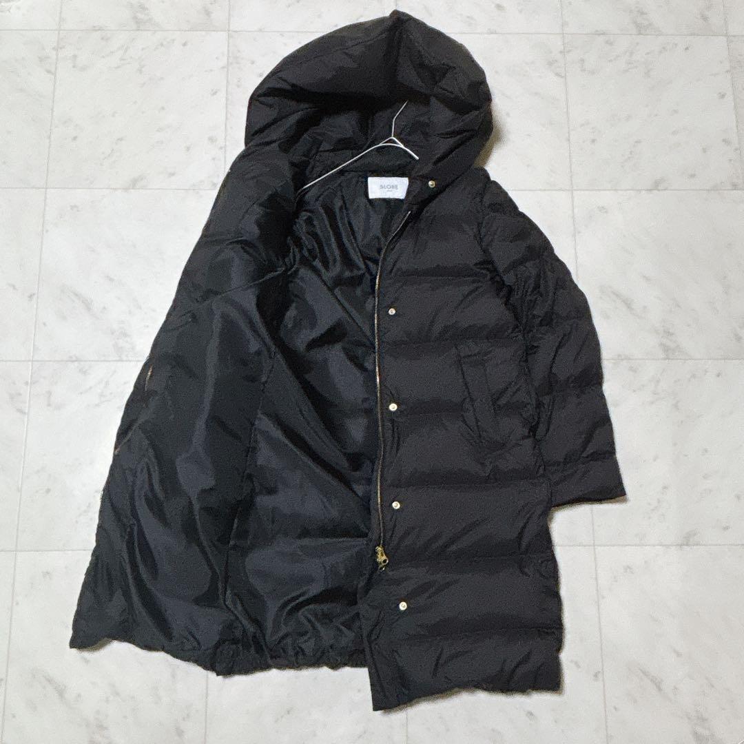 極美品 スローブイエナ ショールフードロングダウンコート ブラック