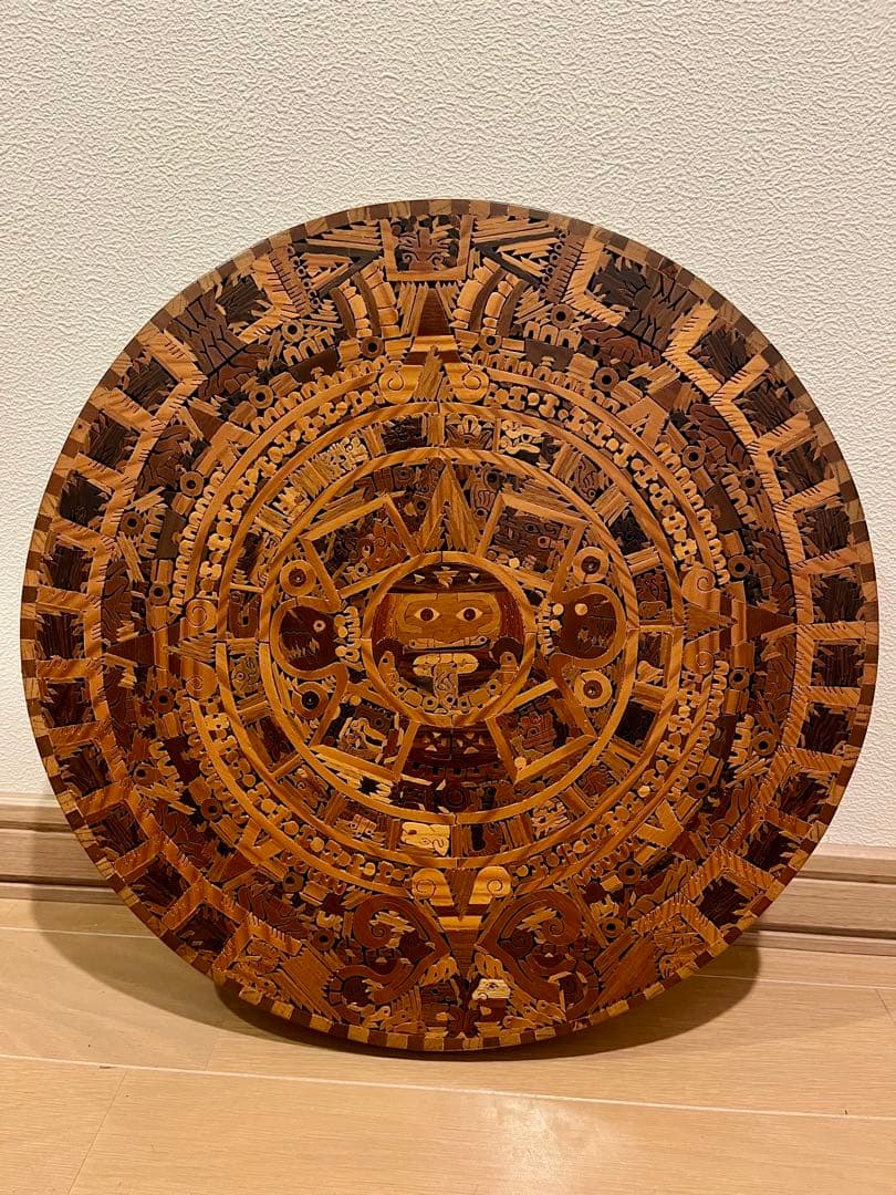 メキシコ 太陽の石 アステカ文明 アステカカレンダー 木製 - メルカリ