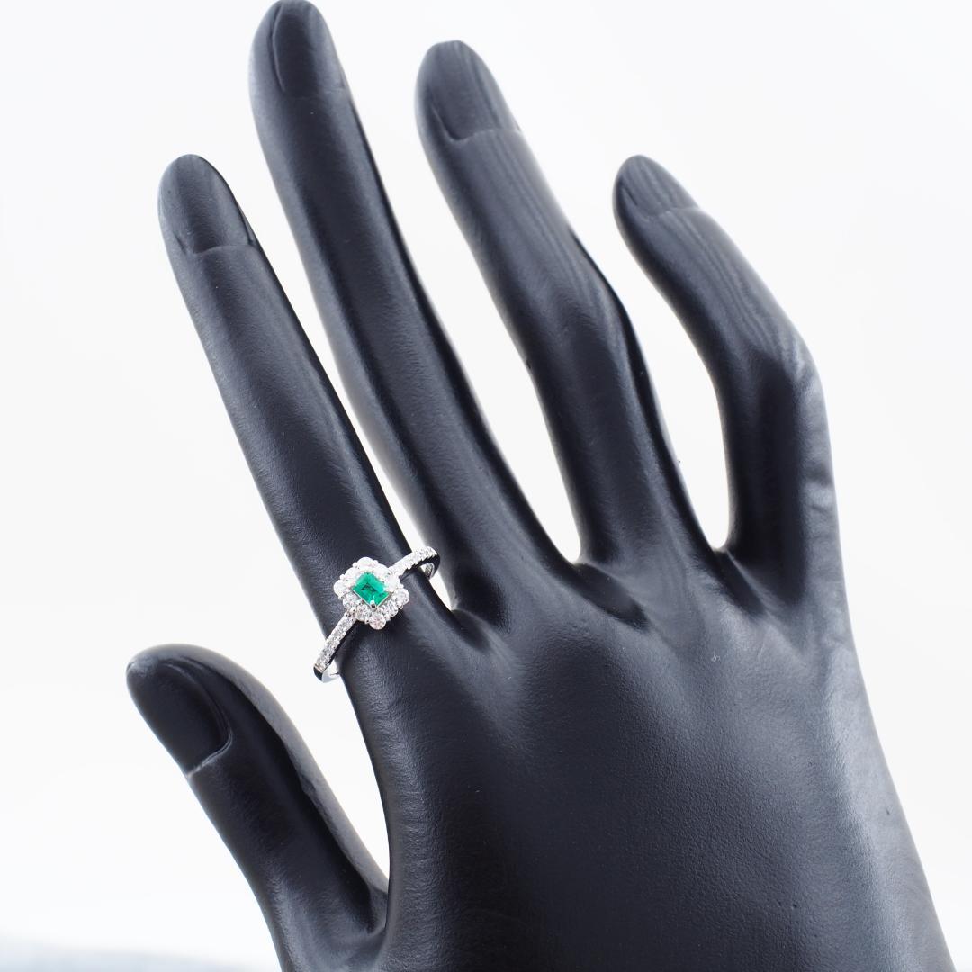 上質エメラルド 0.15ct ダイヤ 0.33ct リング 12号 Pt900