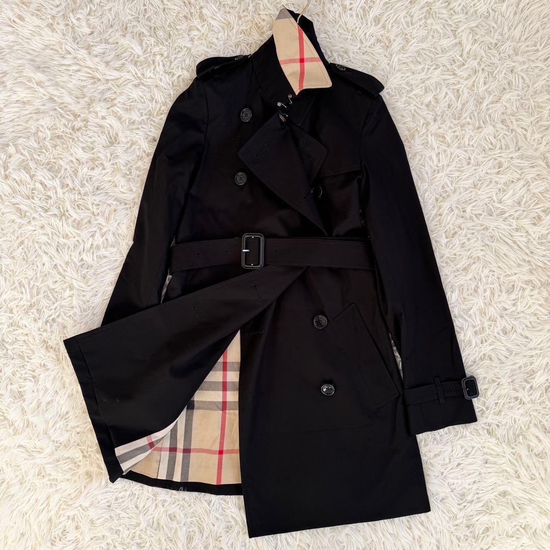 新品未使用　バーバリー　エスタブリッシュド　トレンチコート　メガチェック　黒　S バーバリー ロンドン BURBERRY LONDON トレンチコート ノバチェック