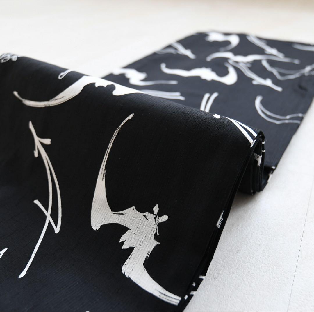 ニコアンティーク 高級変わり織 浴衣単品ブラック蝙蝠】utataneポップ