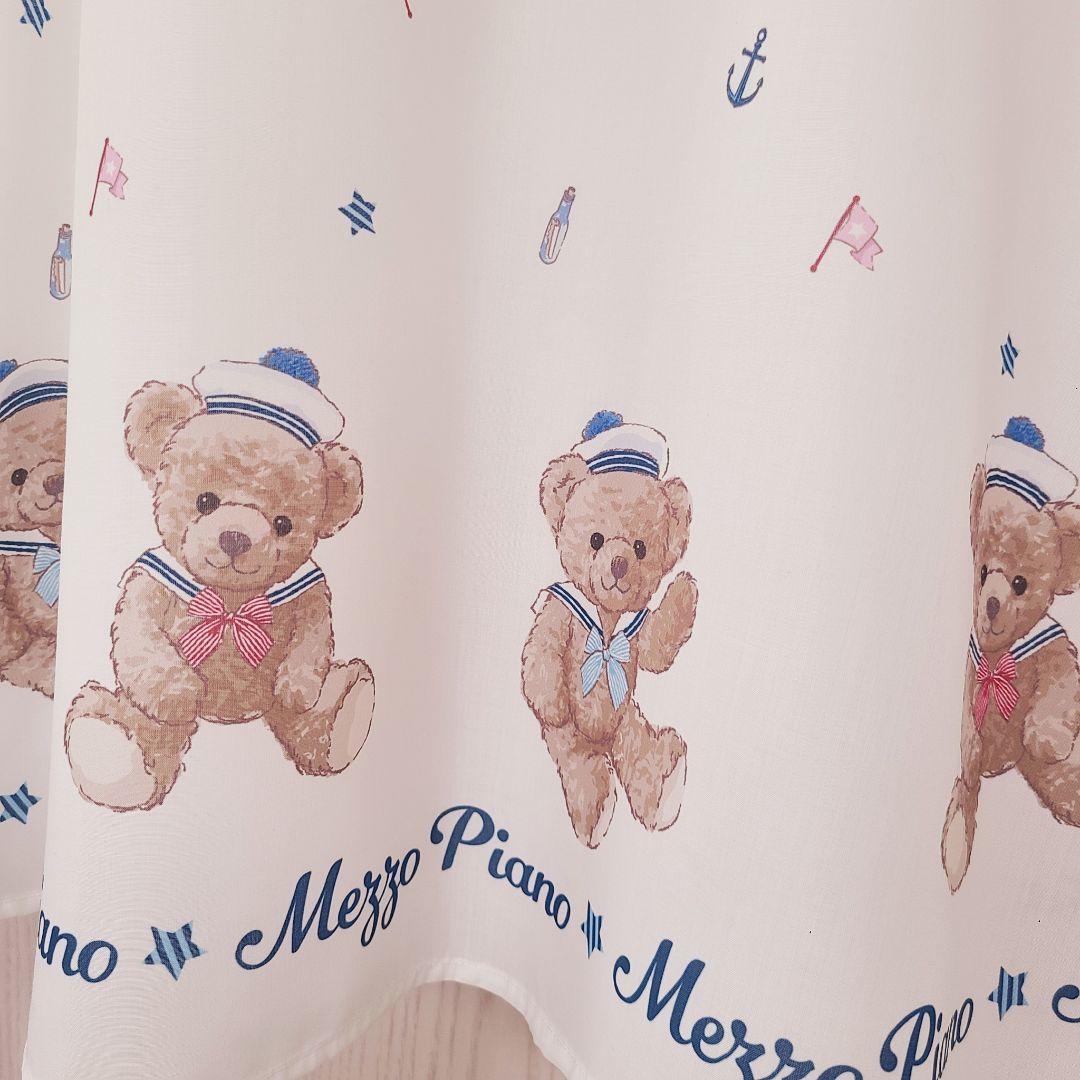 652【130】メゾピアノ マリンくま セーラーカラーピース オフ白