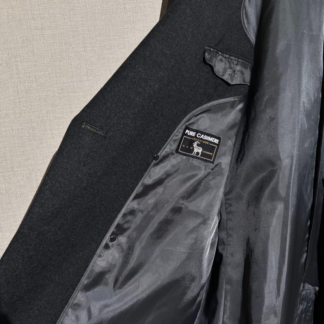 ヴィンテージ カシミヤ100 ダブルブレスト チェスターコート グレー