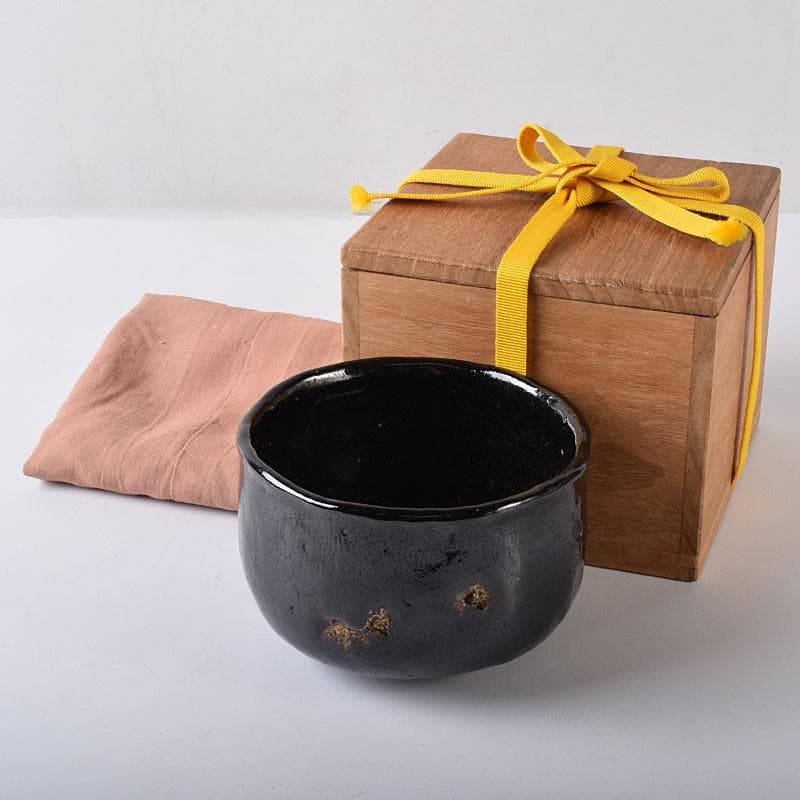 楽吉左衛門 十代旦入造 黒楽茶碗 銘「千鶴」 碌々斎極め箱 D R7892